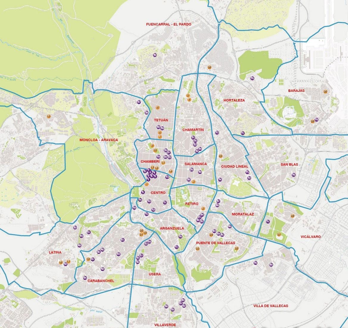 četvrti Madrida karti
