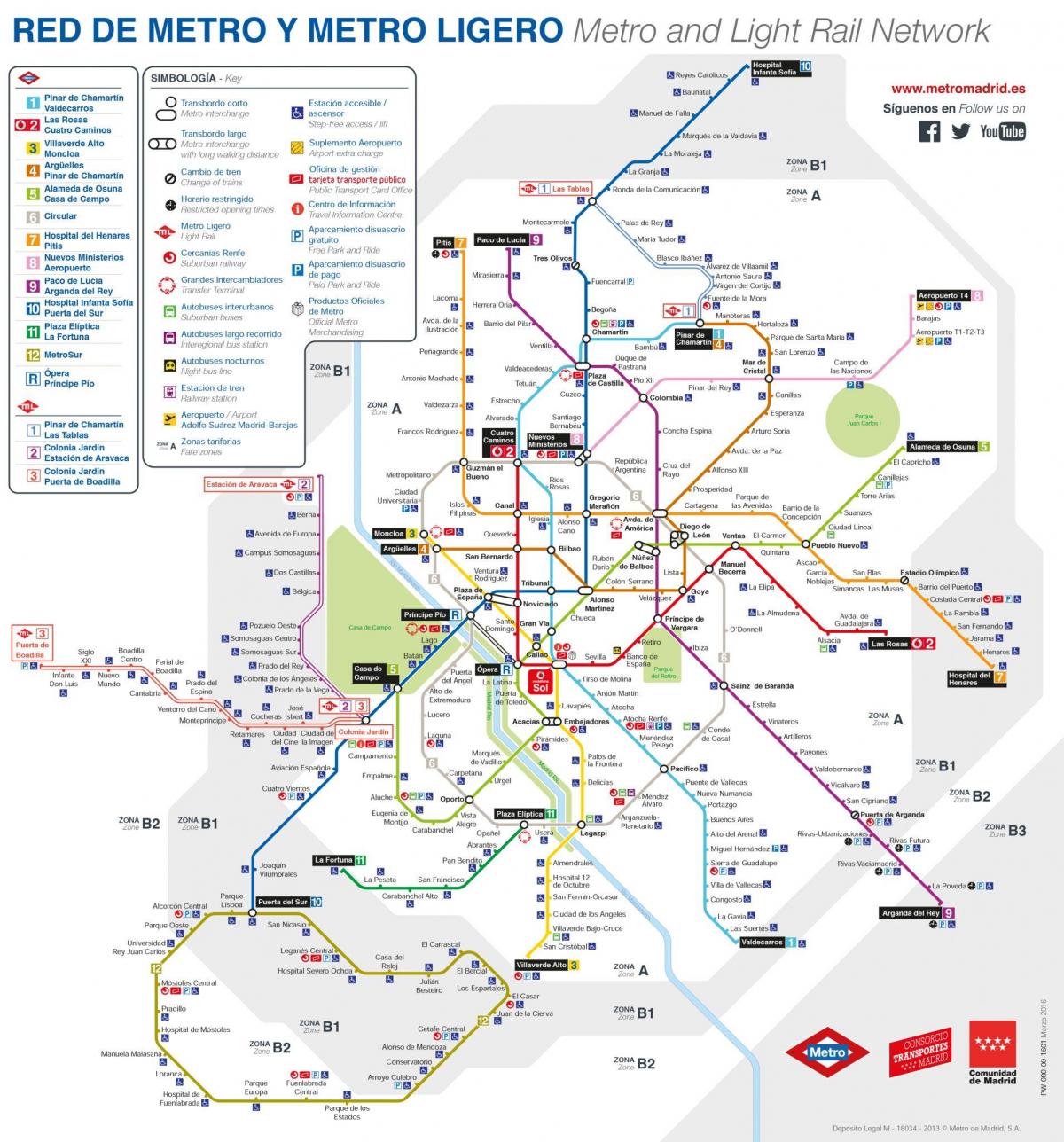 karta Madrida na javnim prijevozom