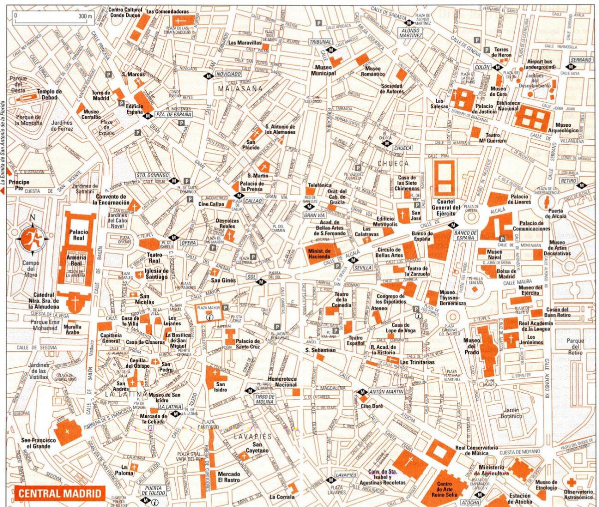 mapa ulica u Madridu, Španjolska