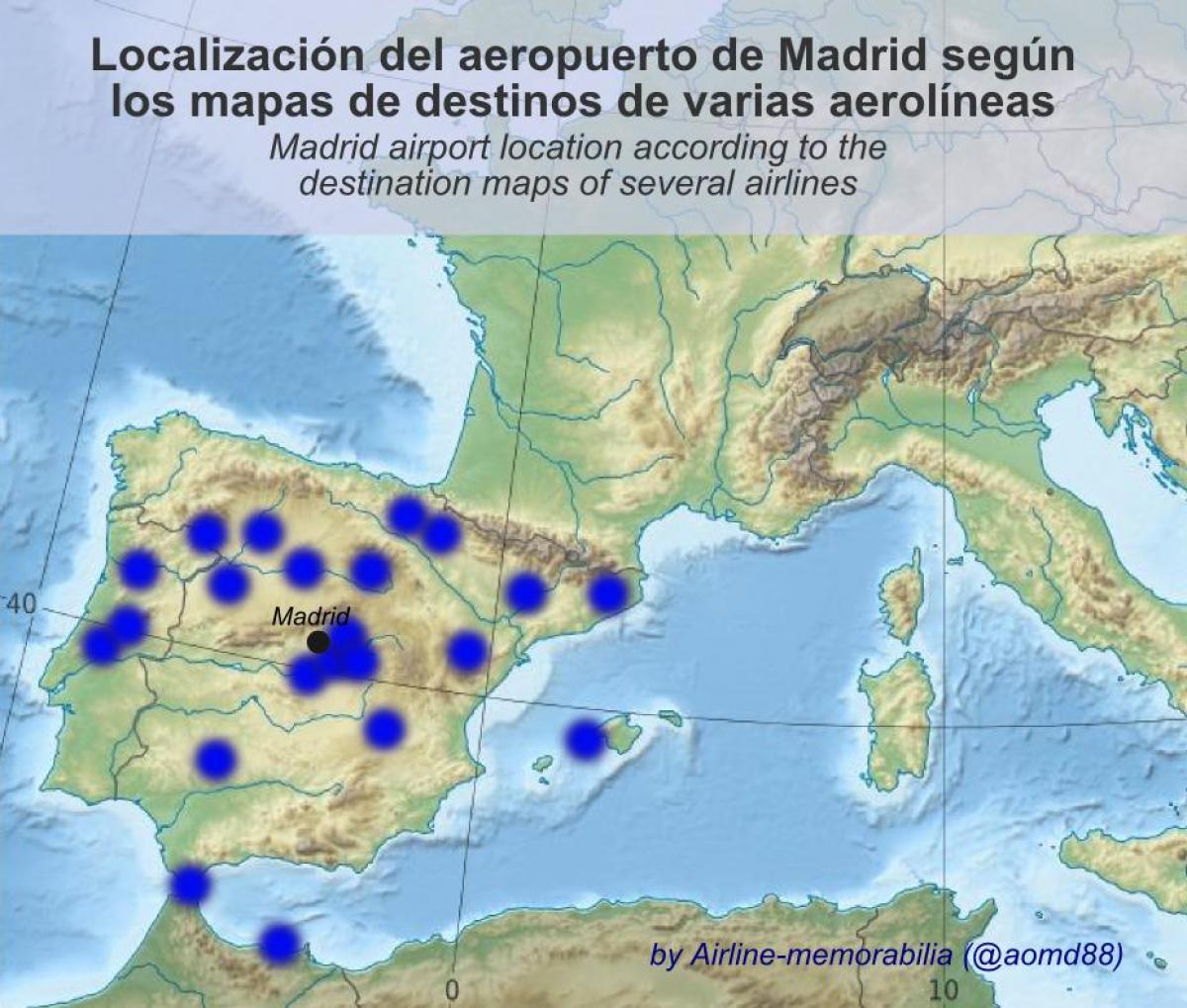 karta Madrida i zračne luke 