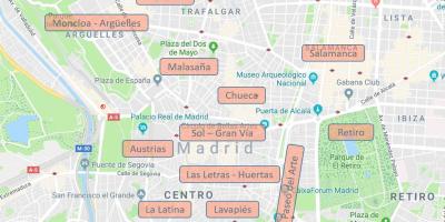 Karta Madrid Španjolska četvrtine